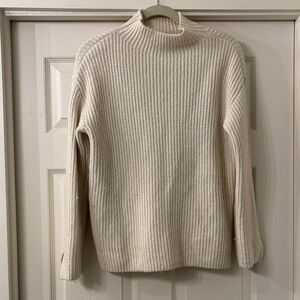 LOFT Cream Ribbed Turtleneck Sweater